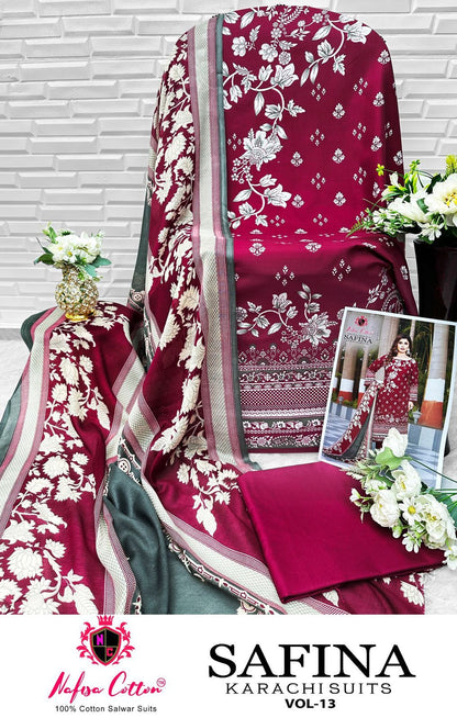 Safina Vol 13 Nafisa Cotton Karachi Salwar Suits Exporter India
