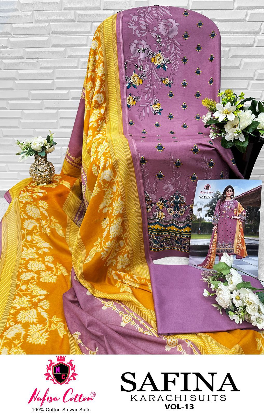 Safina Vol 13 Nafisa Cotton Karachi Salwar Suits Exporter India