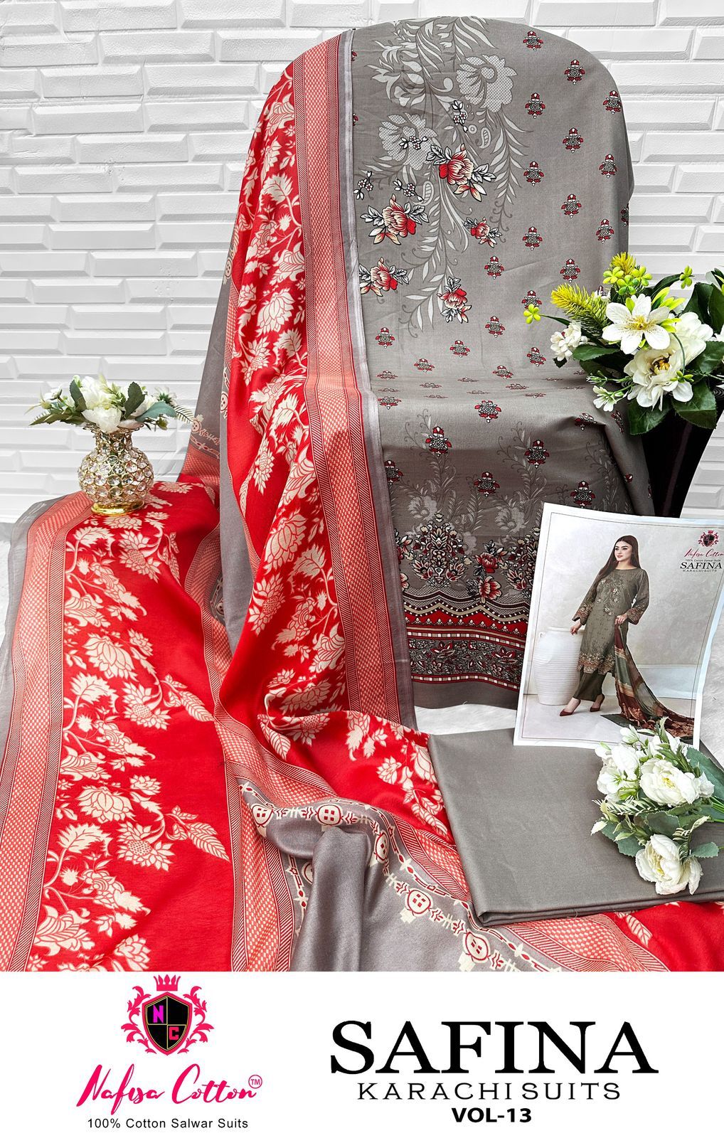 Safina Vol 13 Nafisa Cotton Karachi Salwar Suits Exporter India