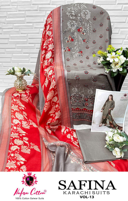 Safina Vol 13 Nafisa Cotton Karachi Salwar Suits Exporter India