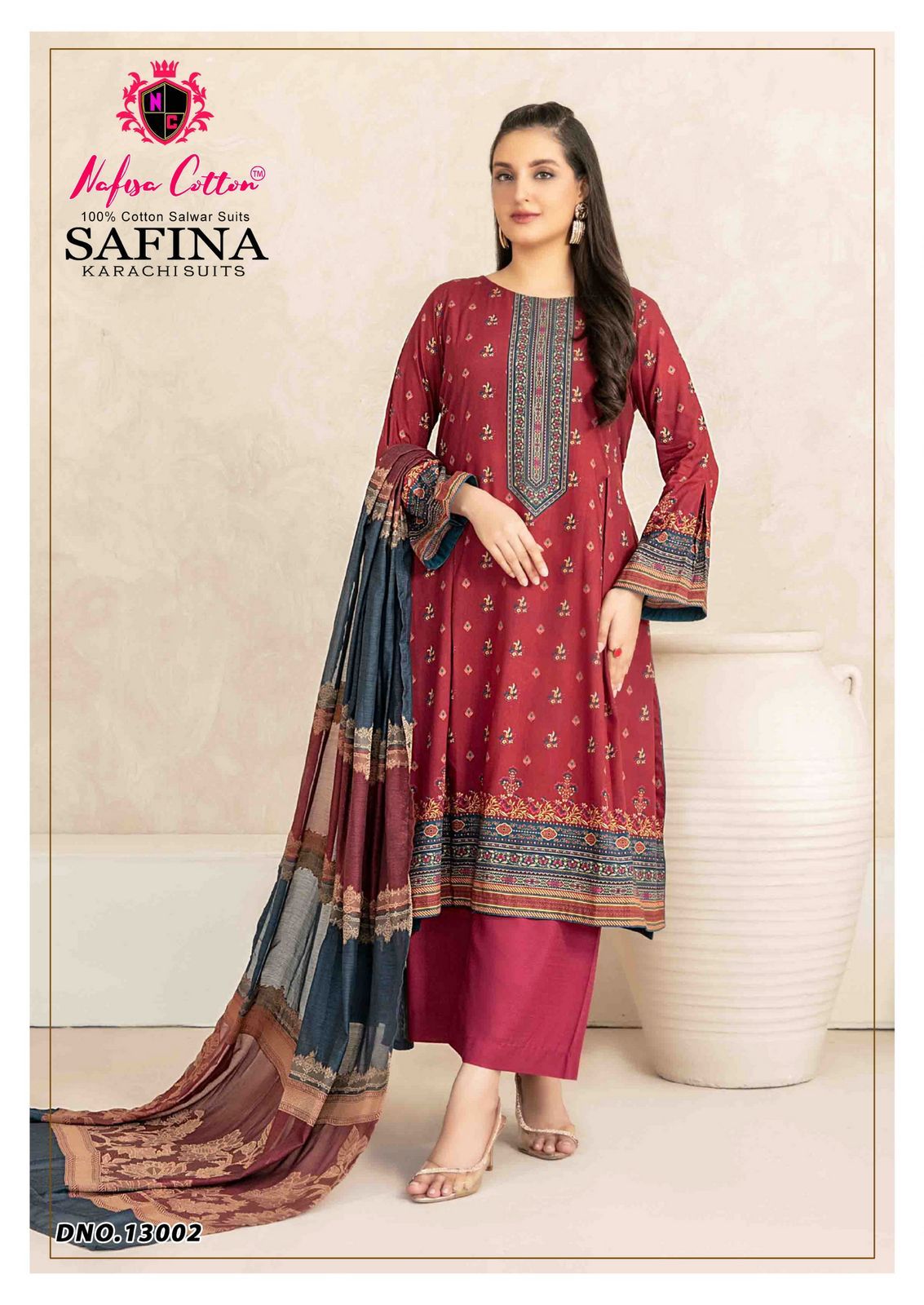 Safina Vol 13 Nafisa Cotton Karachi Salwar Suits Exporter India