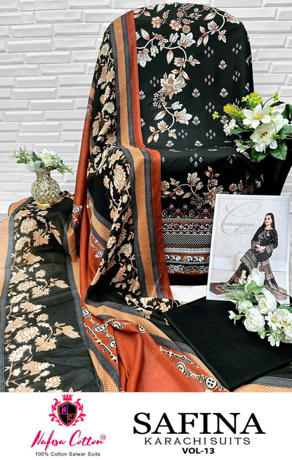 Safina Vol 13 Nafisa Cotton Karachi Salwar Suits Exporter India
