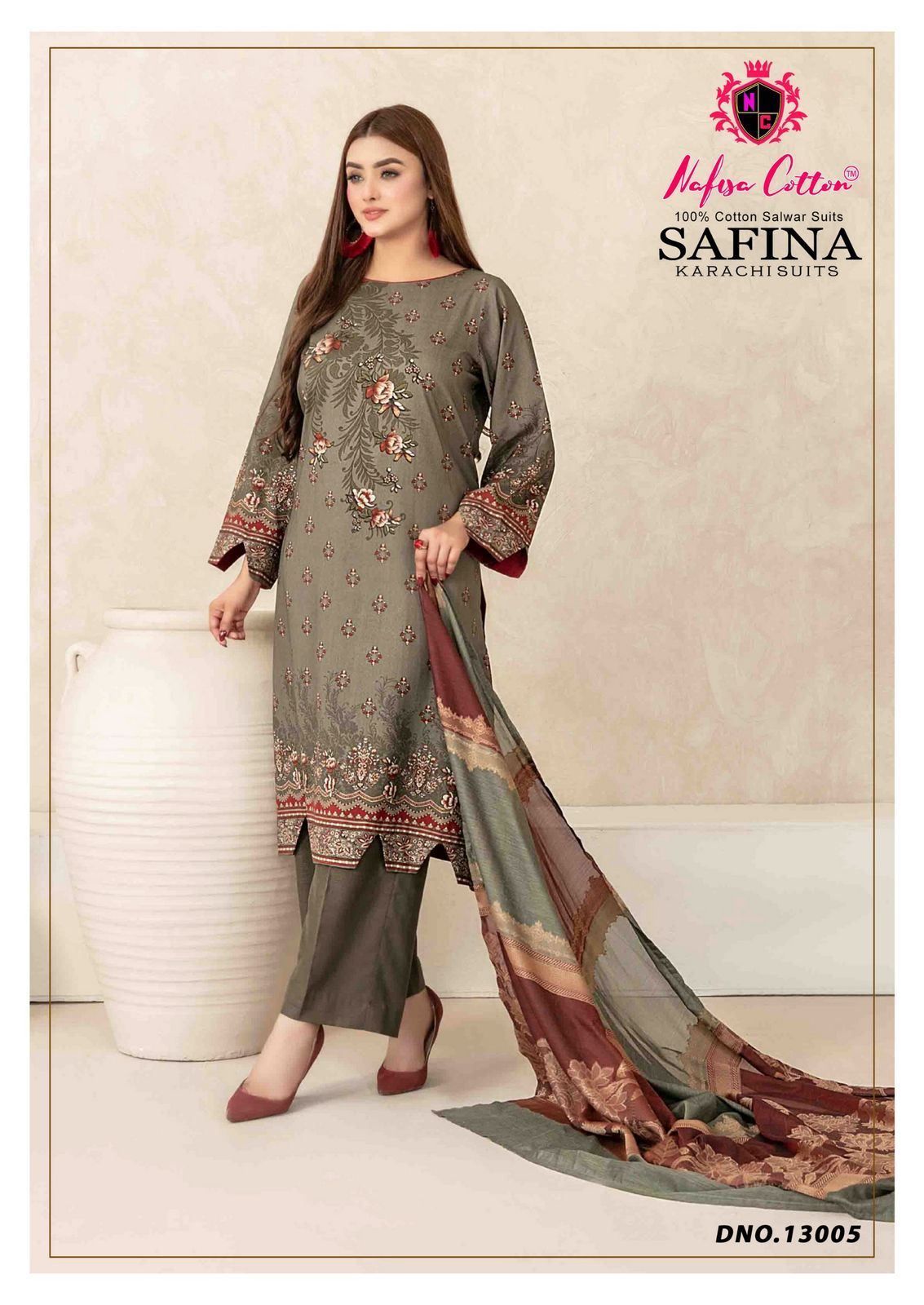 Safina Vol 13 Nafisa Cotton Karachi Salwar Suits Exporter India