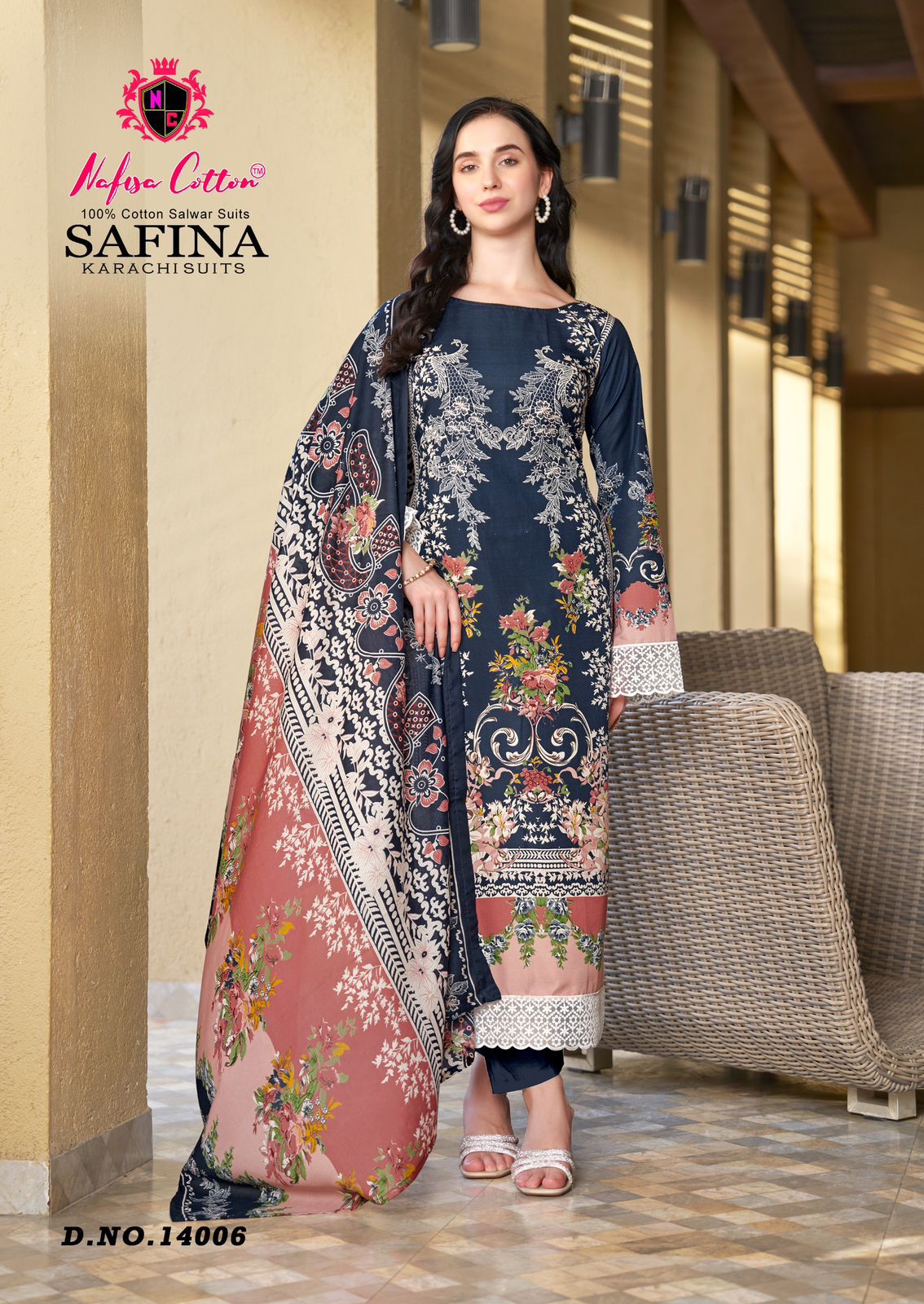 Safina Vol 14 Nafisa Cotton Karachi Salwar Suits Supplier