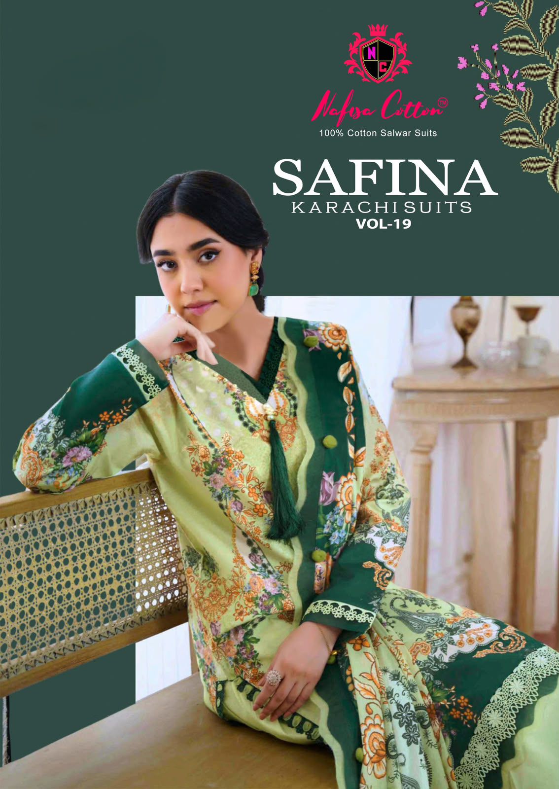 Safina Vol 19 Nafisa Cotton Mix Cotton Karachi Salwar Suits Wholesaler