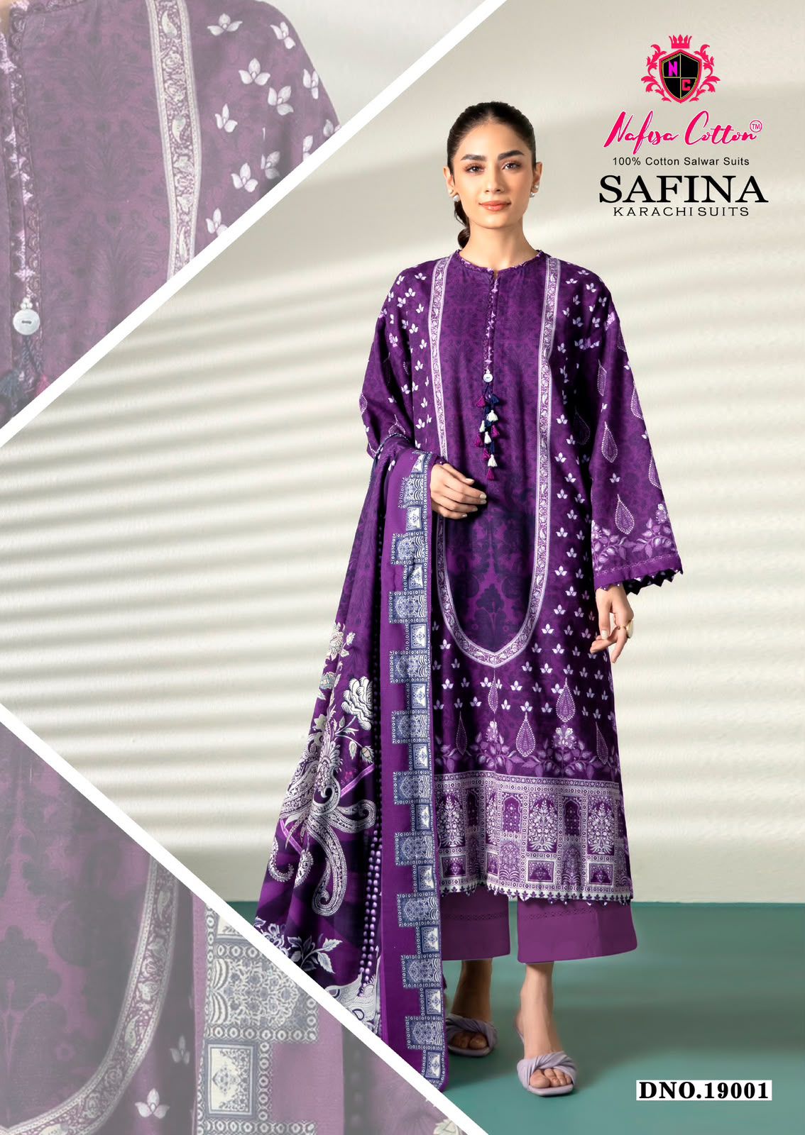 Safina Vol 19 Nafisa Cotton Mix Cotton Karachi Salwar Suits Wholesaler