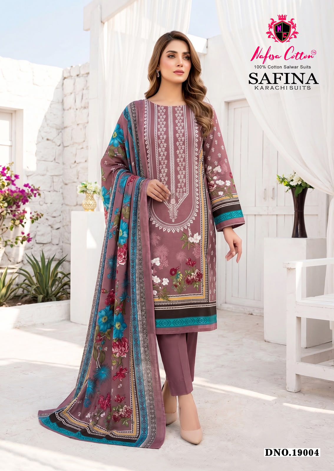 Safina Vol 19 Nafisa Cotton Mix Cotton Karachi Salwar Suits Wholesaler