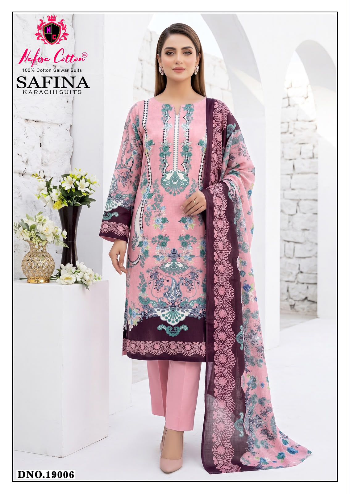 Safina Vol 19 Nafisa Cotton Mix Cotton Karachi Salwar Suits Wholesaler