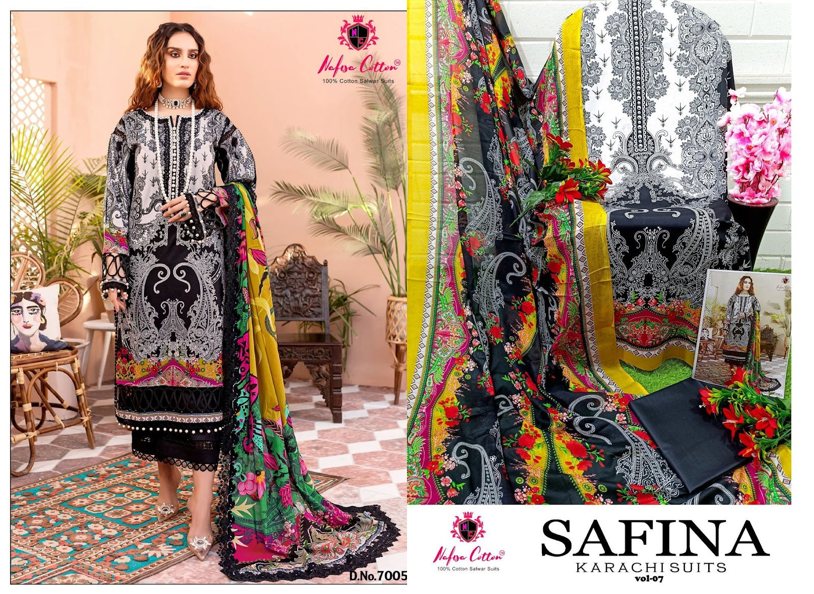 Safina Vol 7 Nafisa Cotton Cotton Karachi Salwar Suits