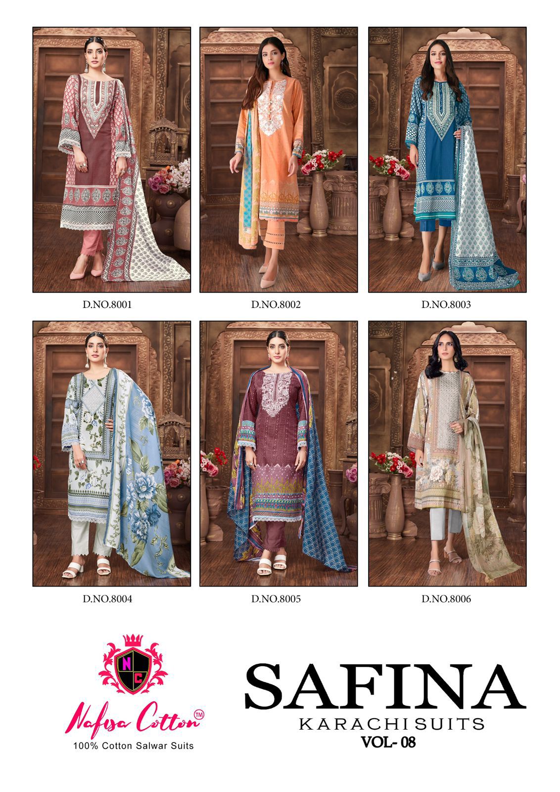 Safina Vol 8 Nafisa Cotton Soft Cotton Karachi Salwar Suits Exporter India