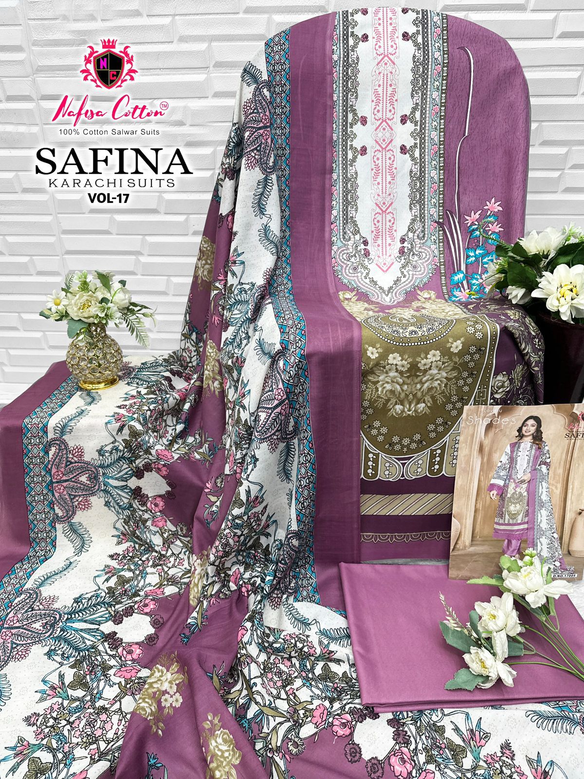 Safina Vol 17 Nafisa Cotton Open pic Karachi Salwar Suits Supplier Gujarat