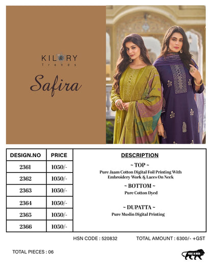 Safira Kilory Jam Cotton Pant Style Suits Wholesaler Gujarat