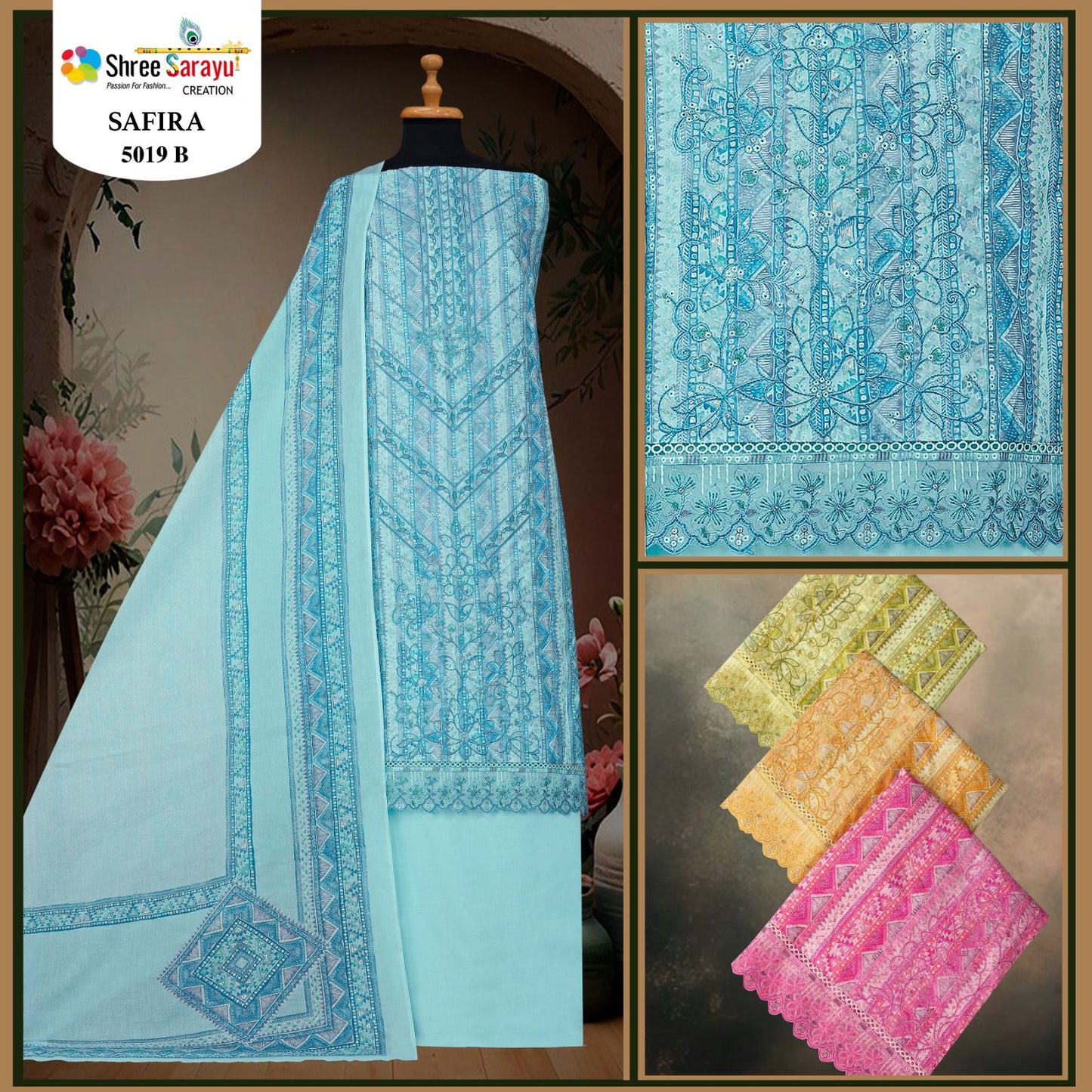 Safira Shree Sarayu Creation Lawn Cotton Salwar Suits Manufacturer India