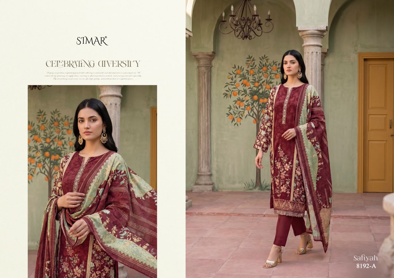 Safiyah Simar Viscose Muslin Pant Style Suits Wholesaler India