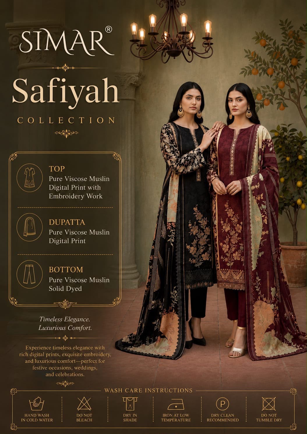 Safiyah Simar Viscose Muslin Pant Style Suits Wholesaler India