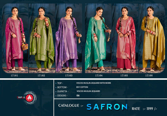 Safron Triple Aaa Viscose Muslin Pant Style Suits Wholesale Price
