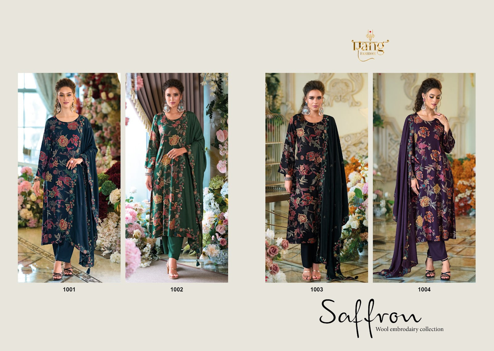 Safroon Wool Embroidery Collection Rang Fashion Pashmina Suits Supplier India