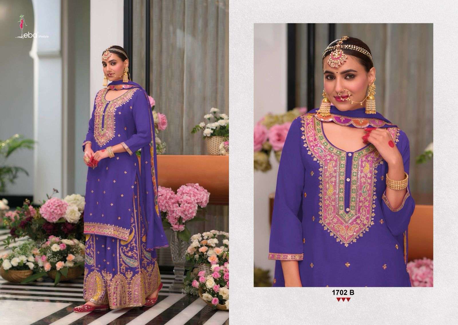 Safroon Vol 3 Silver Colour Edition Eba Lifestyle Chinon Pakistani Readymade Suits Manufacturer
