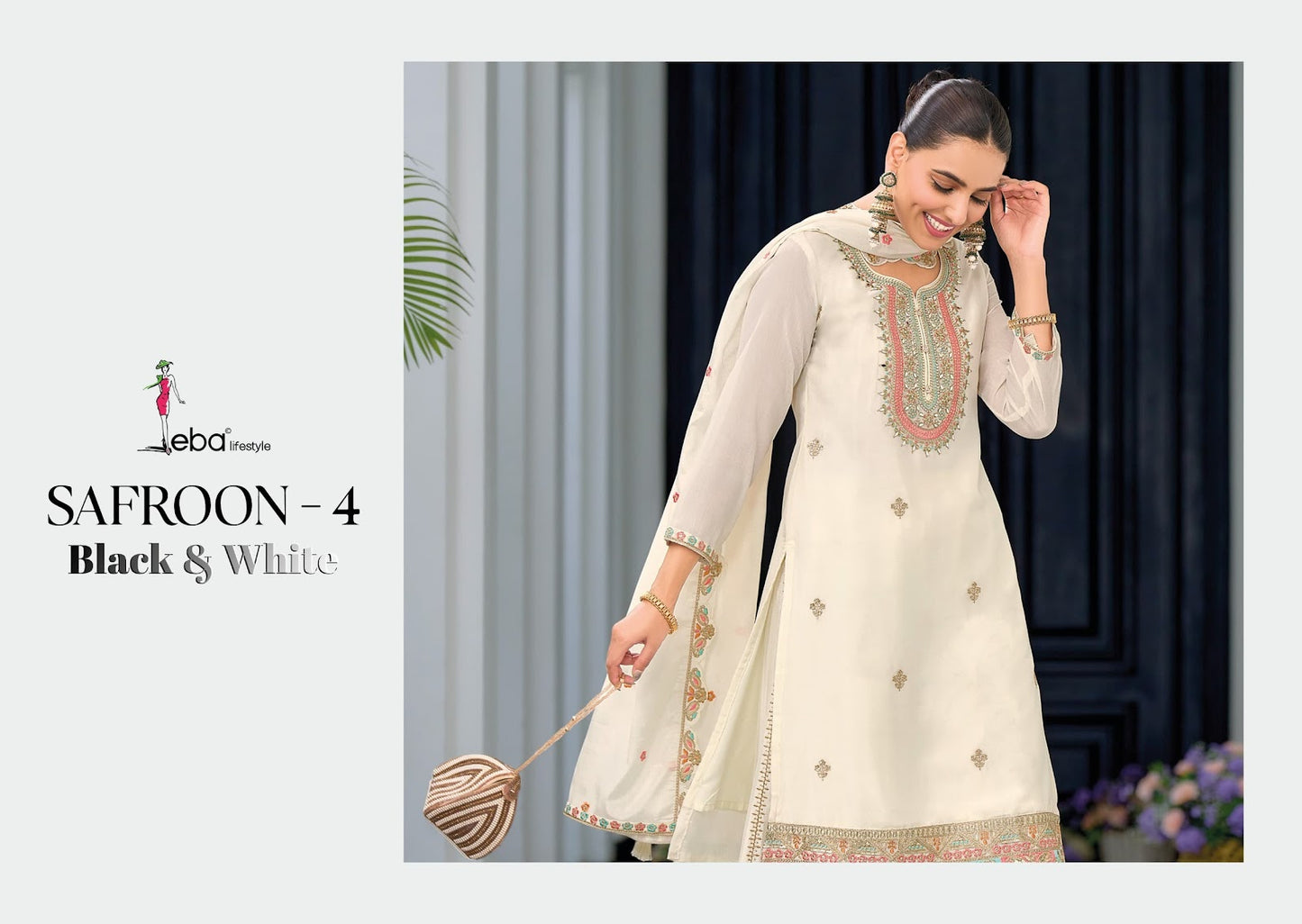 Safroon Vol 4 Eba Lifestyle Chinon Chiffon Pakistani Readymade Suits Exporter