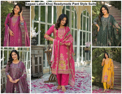 Sagaai Label Khoj Viscose Muslin Readymade Pant Style Suits Manufacturer Gujarat