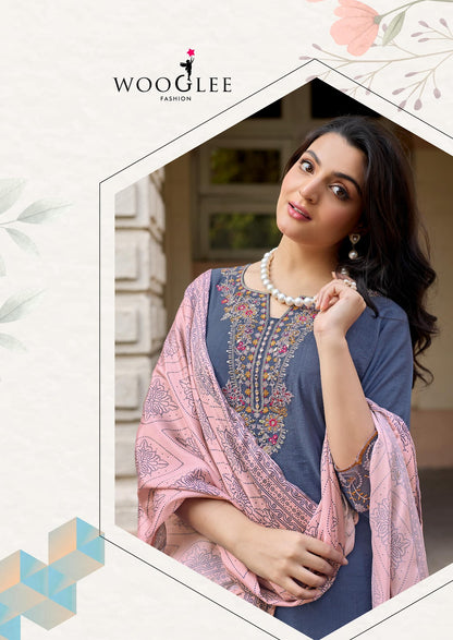 Sagaai Vol 3 Wooglee Viscose Weaving Readymade Pant Style Suits Wholesaler Ahmedabad