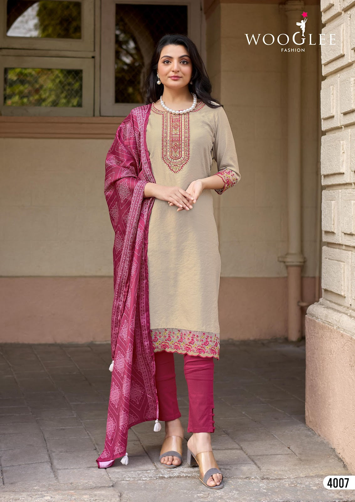 Sagaai Vol 3 Wooglee Viscose Weaving Readymade Pant Style Suits Wholesaler Ahmedabad