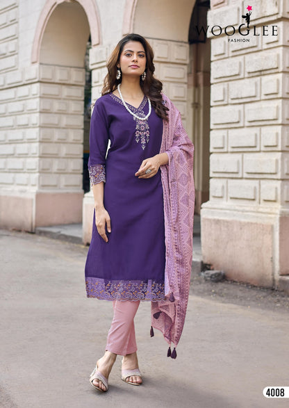 Sagaai Vol 3 Wooglee Viscose Weaving Readymade Pant Style Suits Wholesaler Ahmedabad