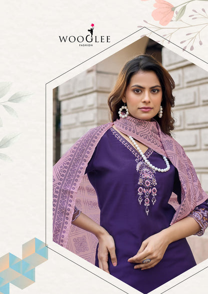 Sagaai Vol 3 Wooglee Viscose Weaving Readymade Pant Style Suits Wholesaler Ahmedabad