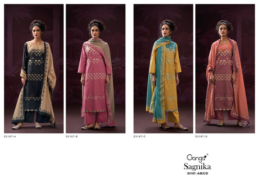Sagnika S3167 Ganga Cotton Plazzo Style Suits Wholesale Price