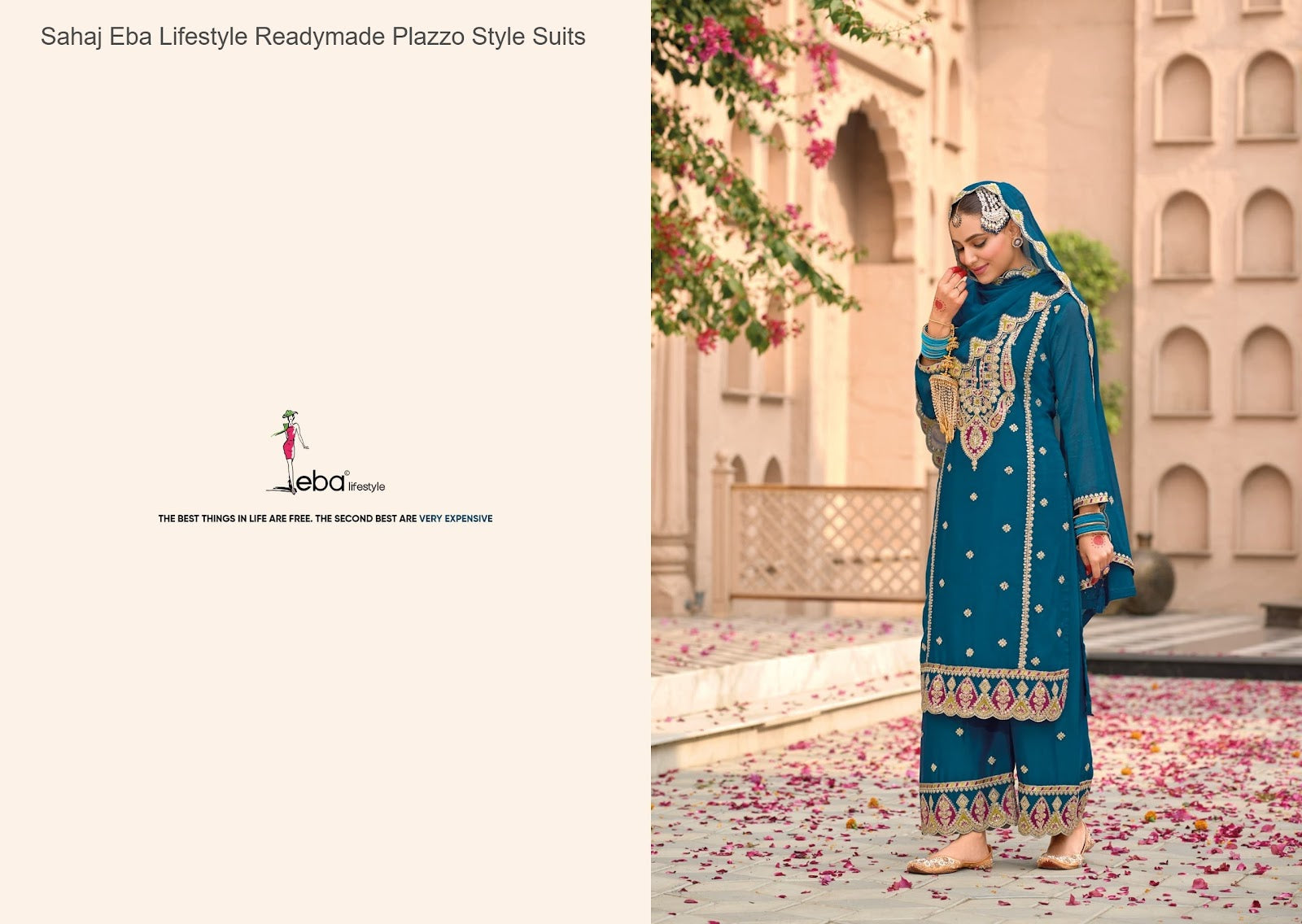 Sahaj Eba Lifestyle Chinon Readymade Plazzo Style Suits Wholesale Price