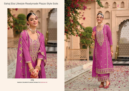 Sahaj Eba Lifestyle Chinon Readymade Plazzo Style Suits Wholesale Price