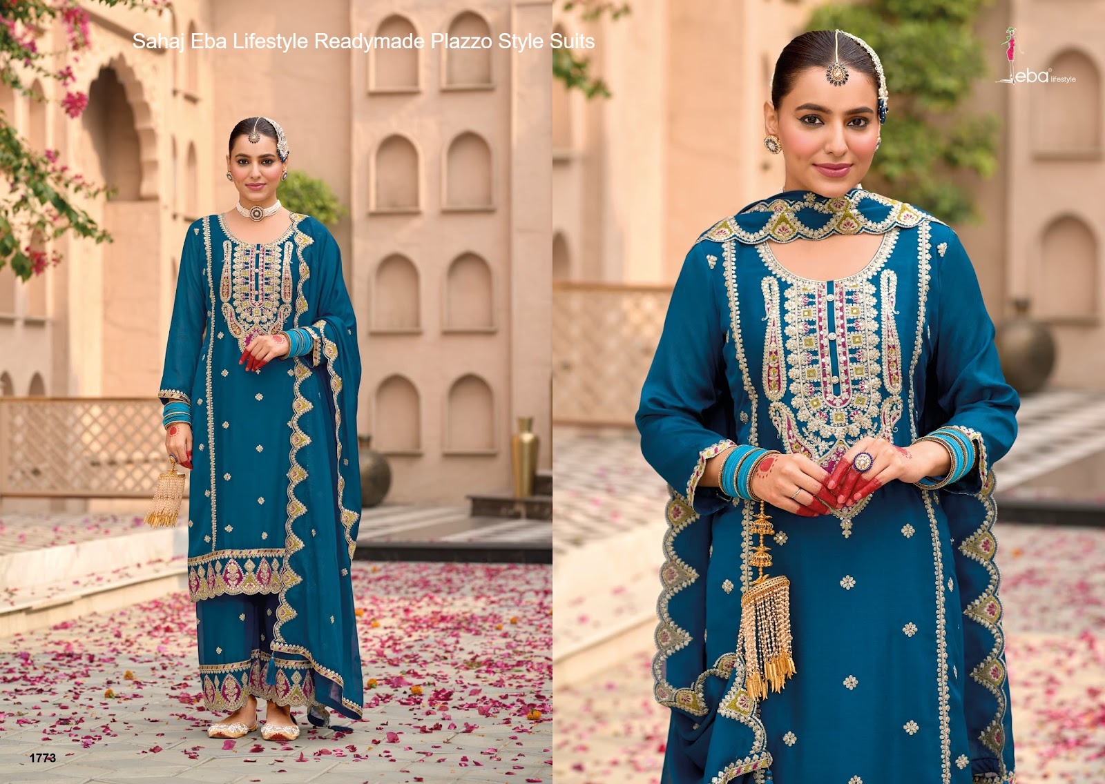 Sahaj Eba Lifestyle Chinon Readymade Plazzo Style Suits Wholesale Price