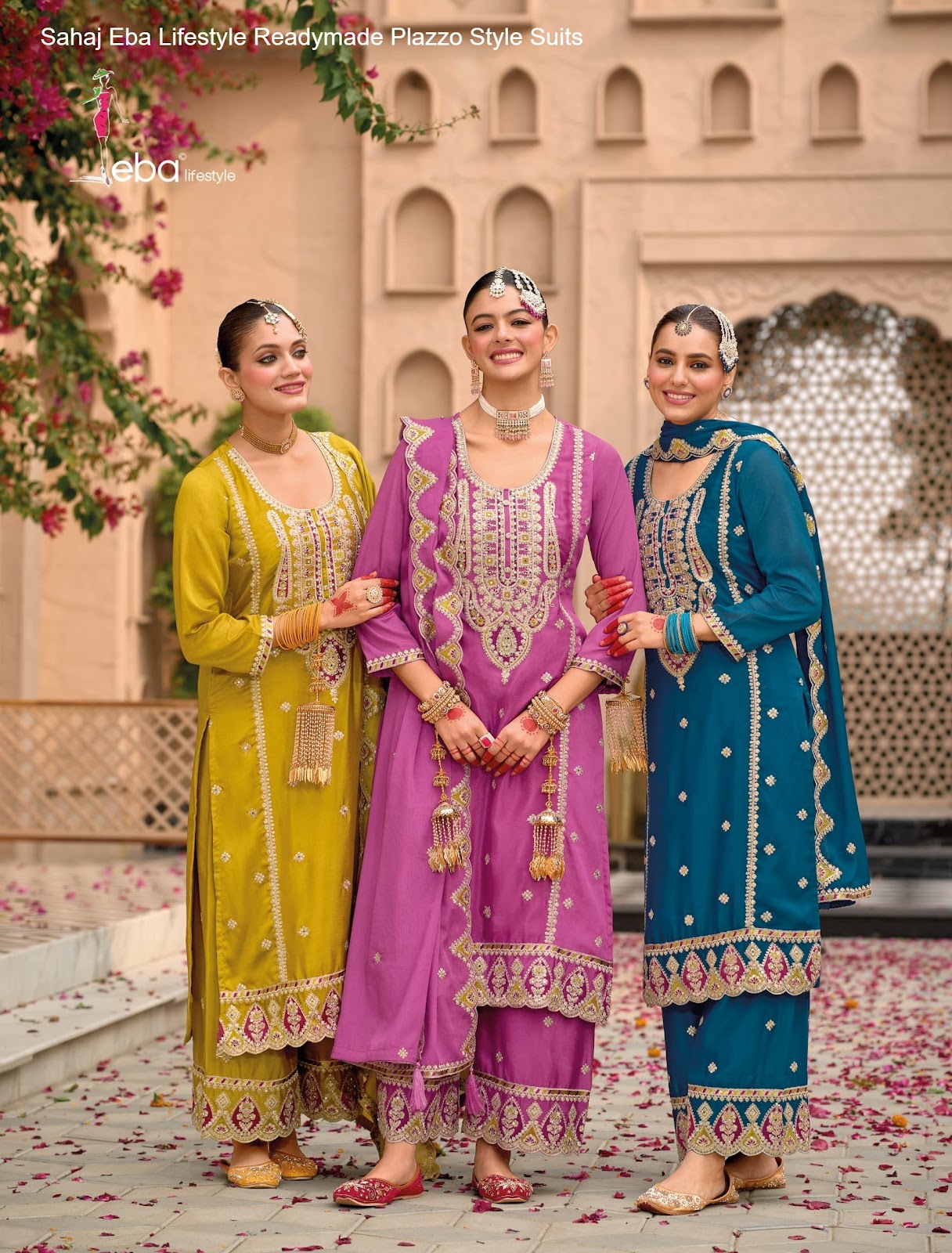 Sahaj Eba Lifestyle Chinon Readymade Plazzo Style Suits Wholesale Price