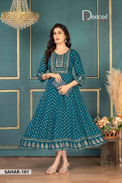 Sahar Deecee Rayon Anarkali Kurtis Supplier Gujarat