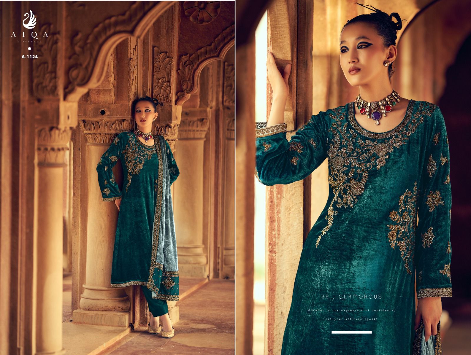 Sahara Aiqa Velvet Suits Exporter Ahmedabad