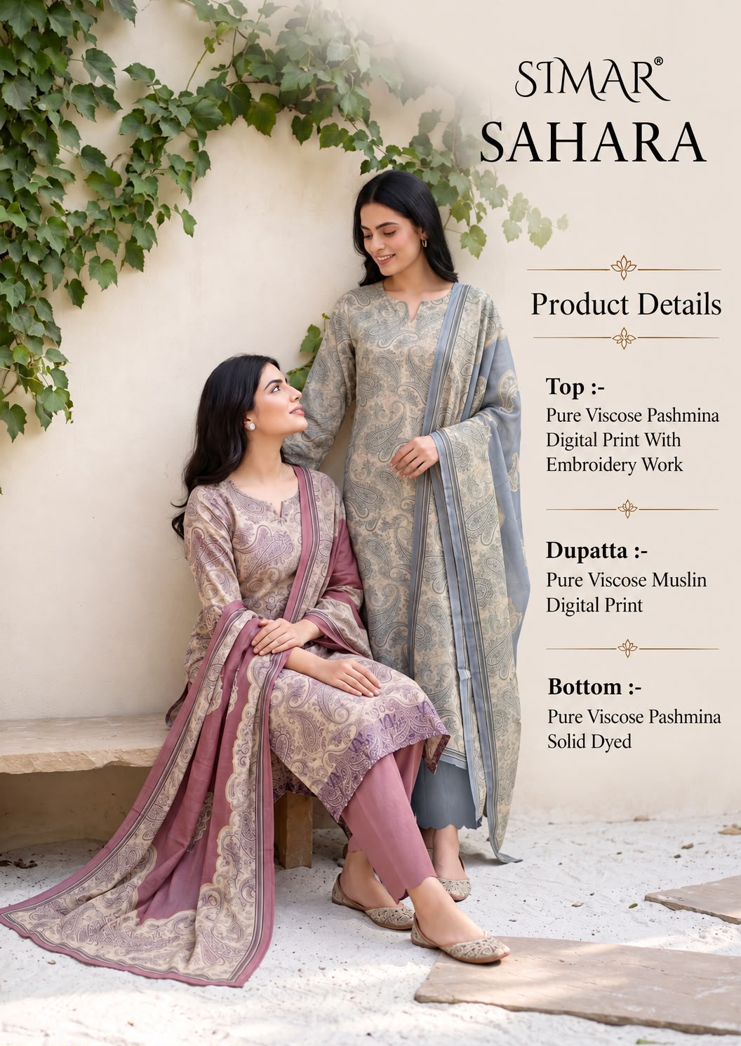 Sahara Simar Viscose Pashmina Suits Manufacturer Ahmedabad