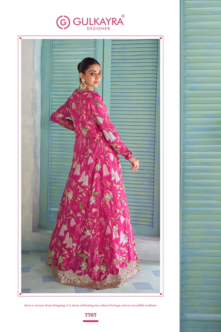 Saheen Gulkayra Designer Chinnon Crop Top Shurg Palazzo Set Exporter India