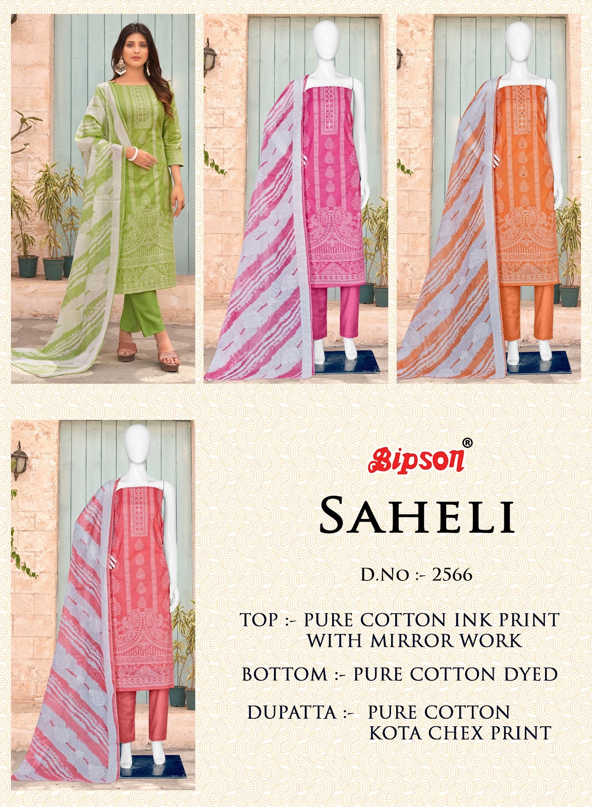 Saheli 2566 Bipson Prints Cotton Pant Style Suits