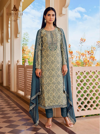 Saheli Cinderella Silk Jacquard Pant Style Suits Exporter India