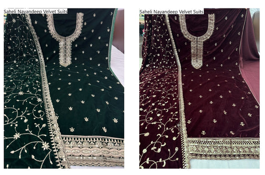 Saheli Nayandeep Velvet Suits Wholesale Price