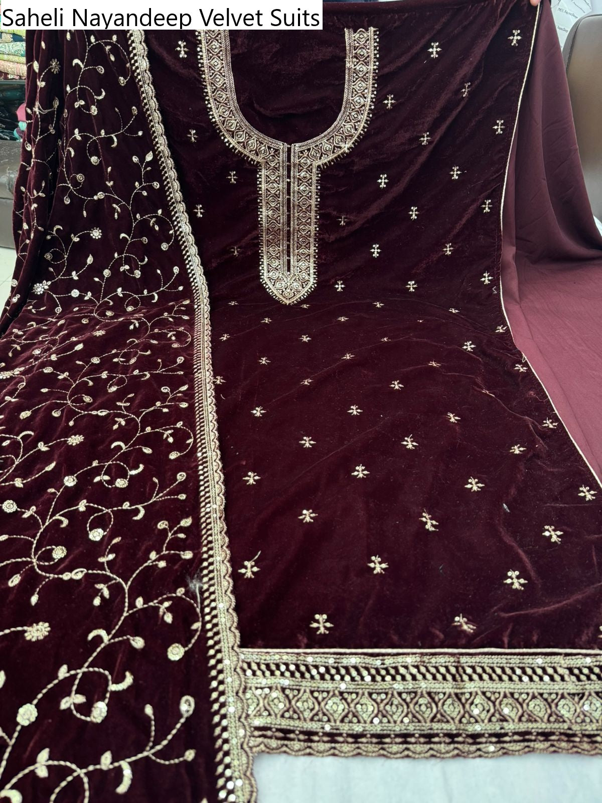 Saheli Nayandeep Velvet Suits Wholesale Price