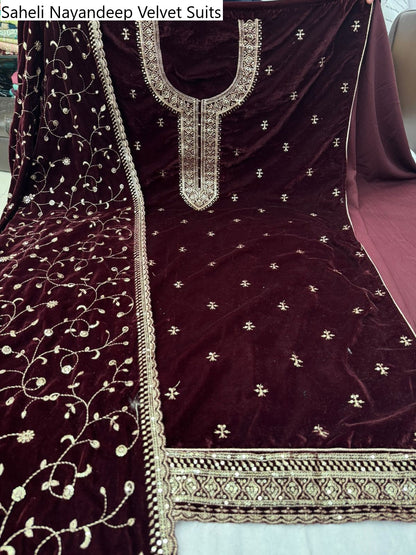 Saheli Nayandeep Velvet Suits Wholesale Price