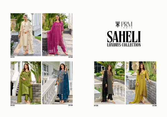 Saheli Prm India Russian Silk Readymade Pant Style Suits Wholesale
