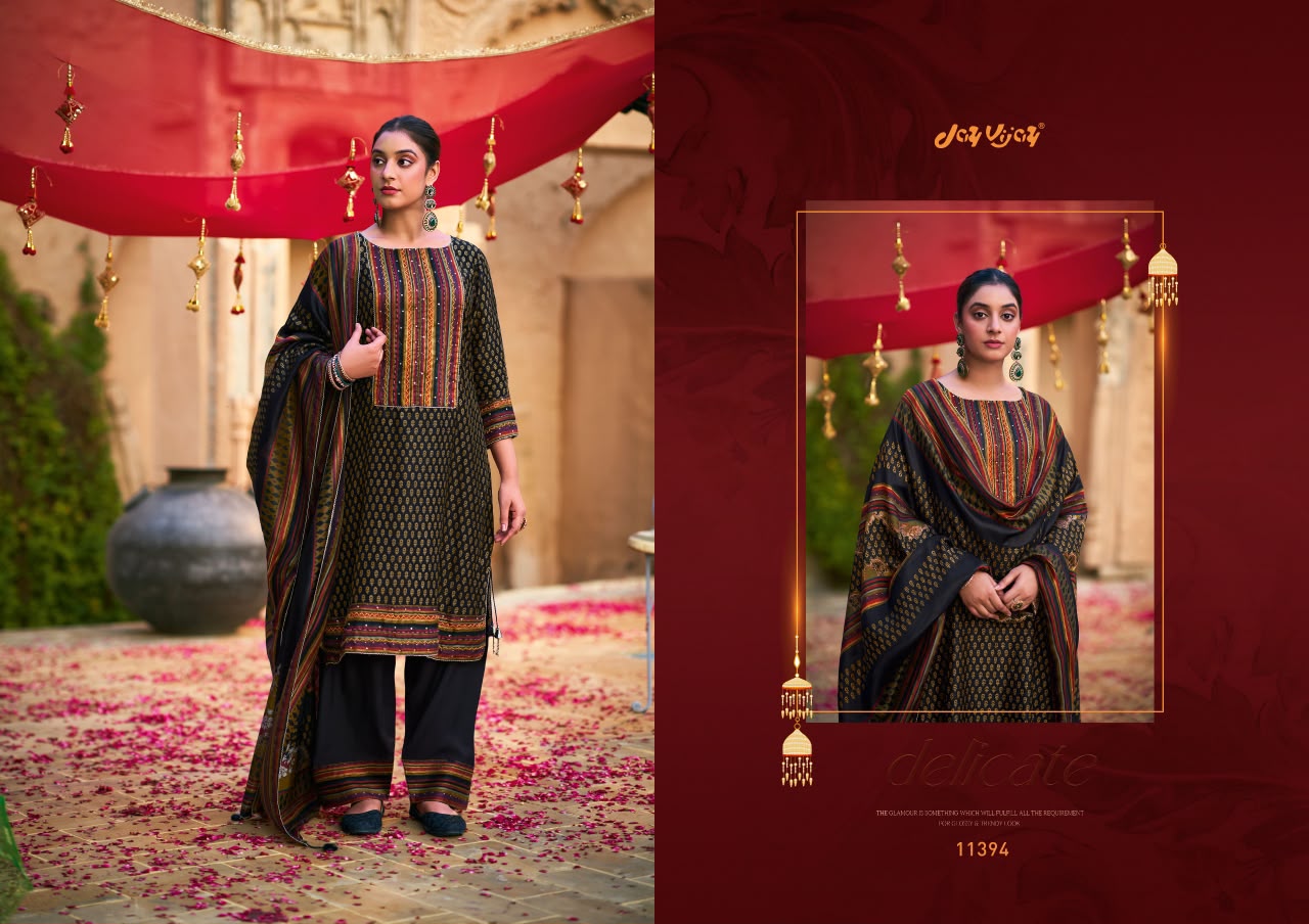 Saheli Sang Jay Vijay Bemberg Silk Plazzo Style Suits Manufacturer Ahmedabad
