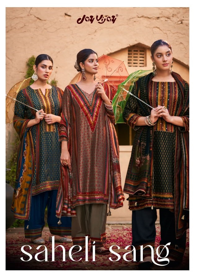 Saheli Sang Jay Vijay Bemberg Silk Plazzo Style Suits Manufacturer Ahmedabad