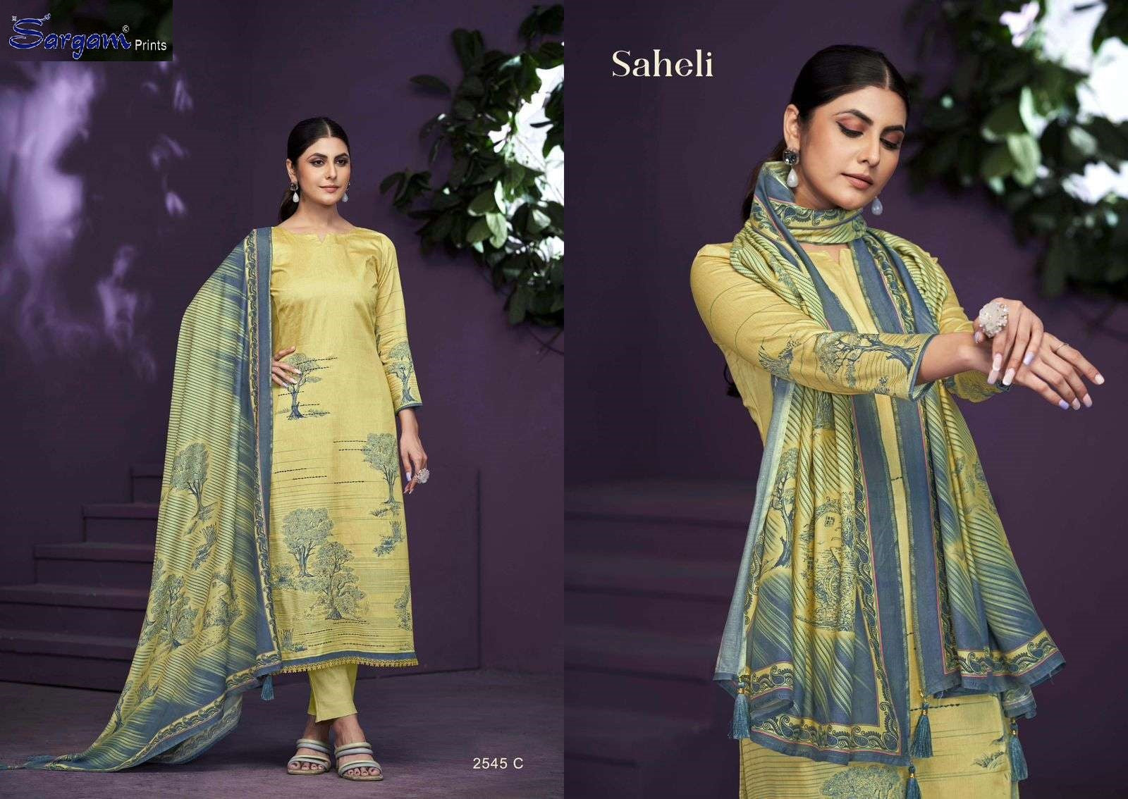 Saheli Sargam Prints Pure Bemberg Muslin Pant Style Suits Exporter