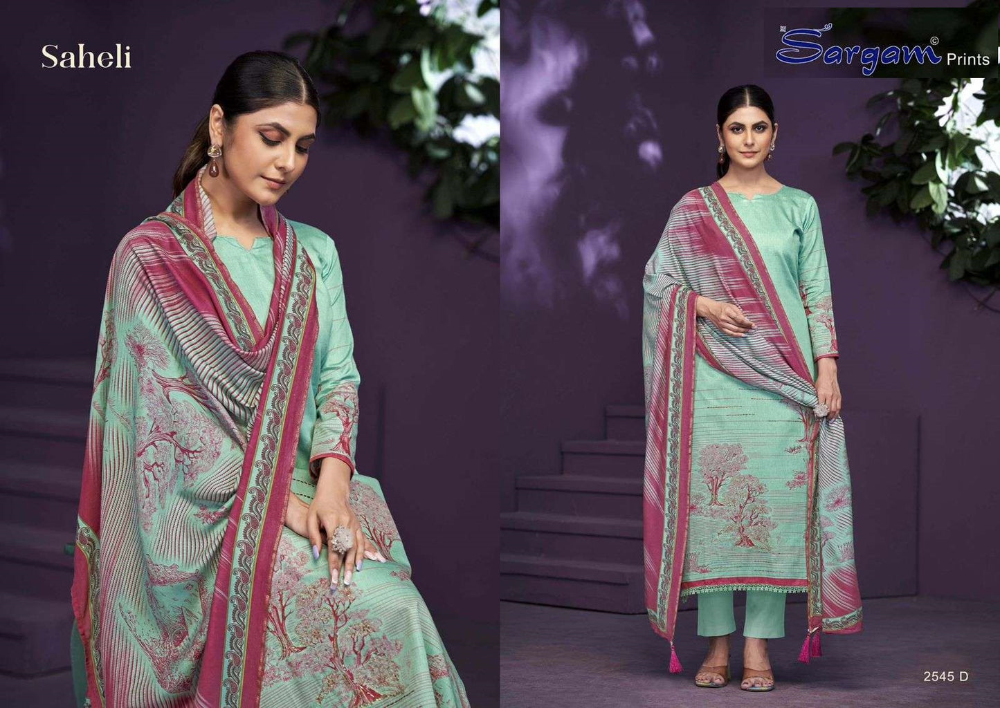 Saheli Sargam Prints Pure Bemberg Muslin Pant Style Suits Exporter