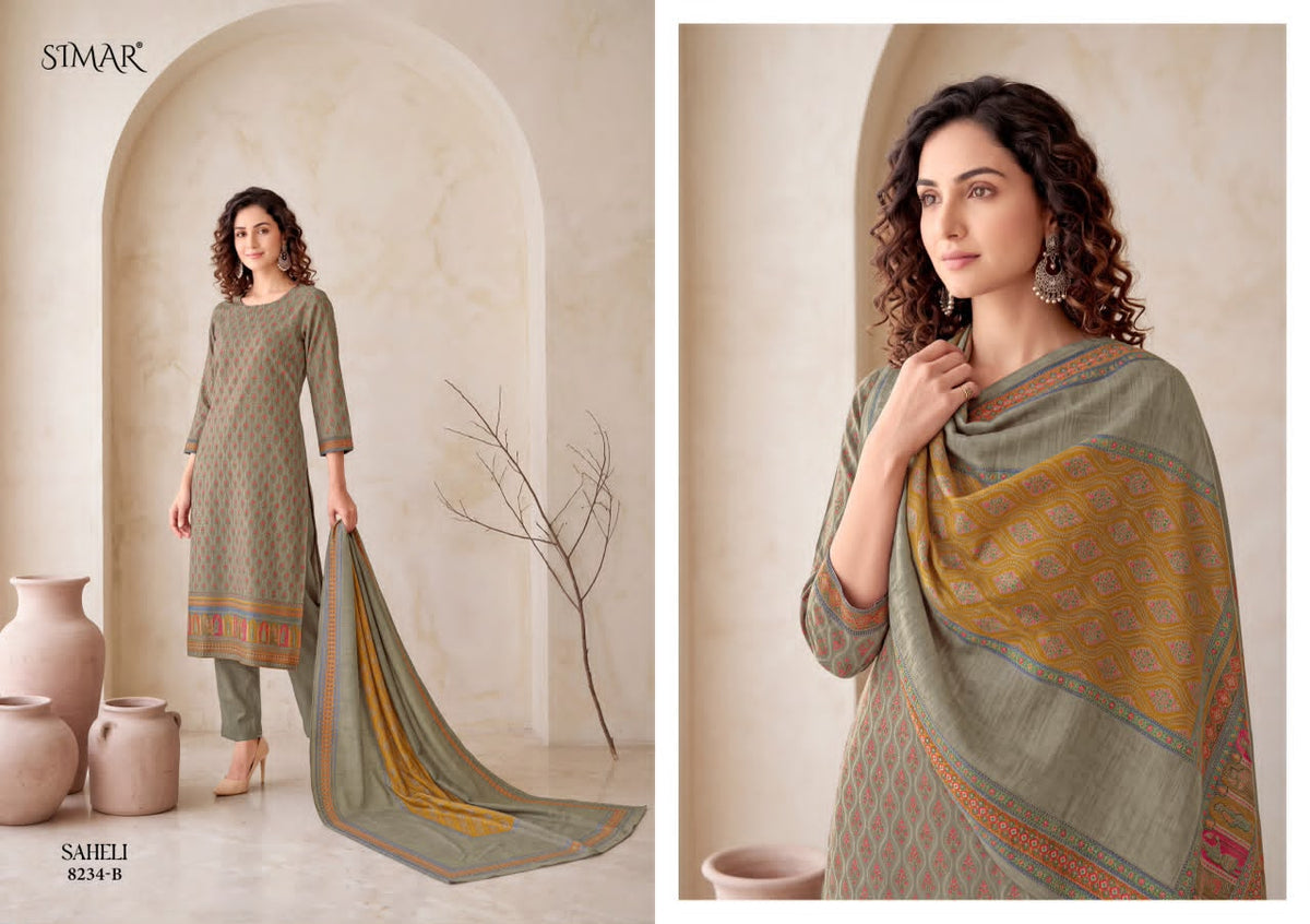 Saheli Simar Jacquard Pant Style Suits Wholesale Price