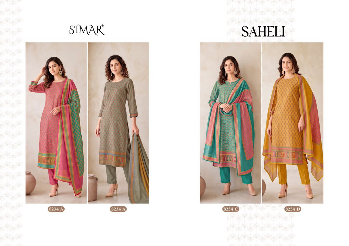 Saheli Simar Jacquard Pant Style Suits Wholesale Price