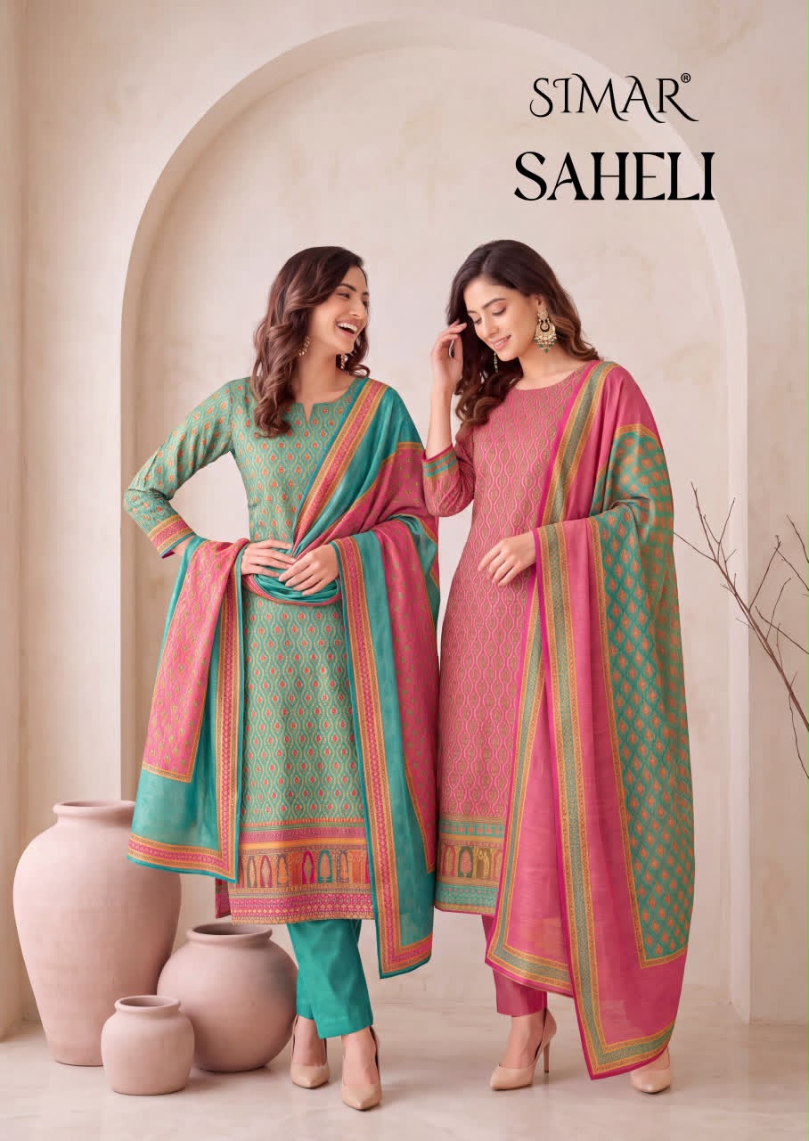 Saheli Simar Jacquard Pant Style Suits Wholesale Price